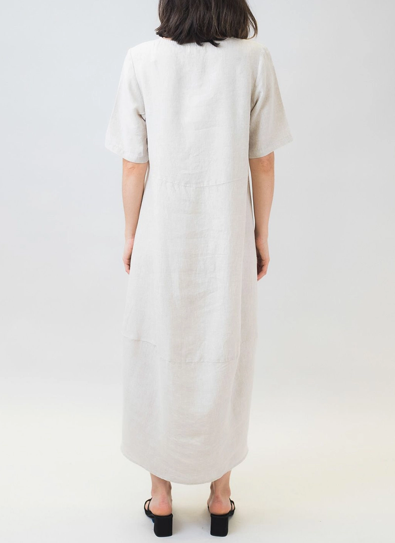 plain beige dress Double Gauze Cream Maxi Dress L