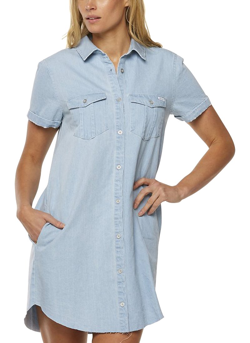 white christmas dresses Kiriko Custom Patched Lee Shirt Dress, Denim, L main image 1