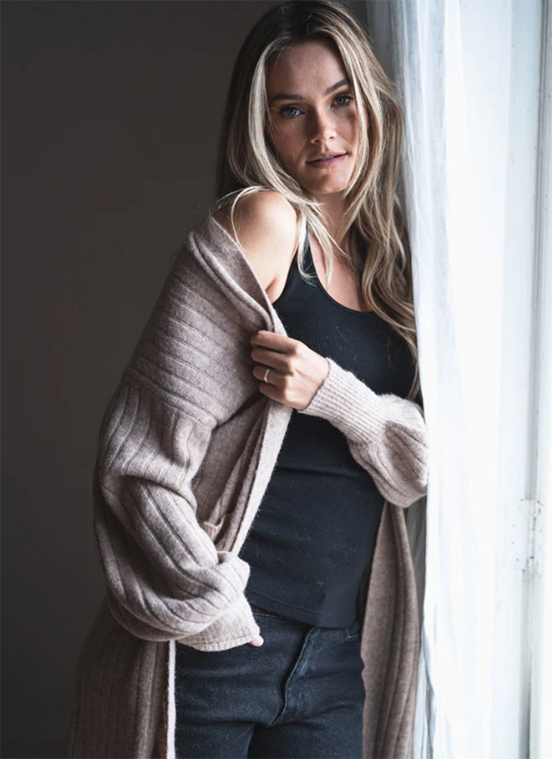 Evie Cardi in Oatmeal Evie Cardi in Oatmeal