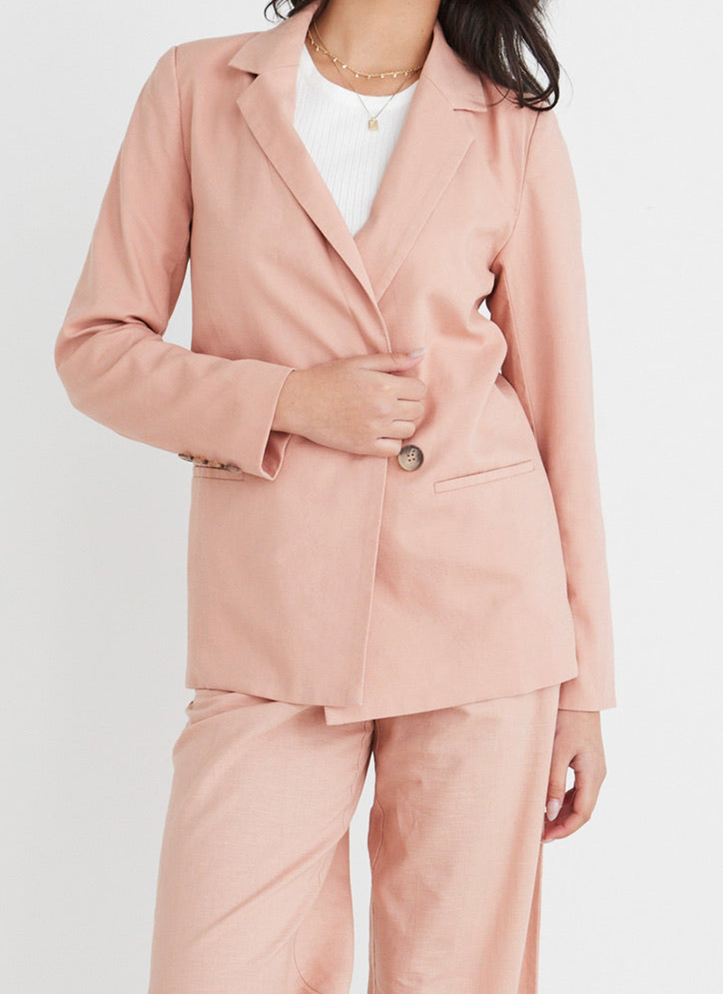 Re Union Constant Linen Blazer Blush Shop Re Union Online