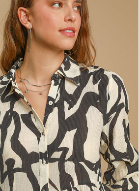 Rosalyn Abstract Dress - Cream
