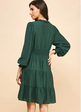 Isabel Ruffle Dress - Hunter Green