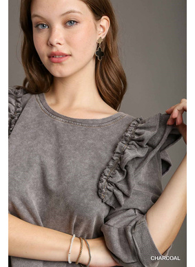 Raelyn Ruffle Sweatshirt - Charcoal