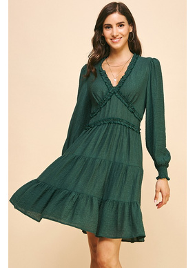 Isabel Ruffle Dress - Hunter Green