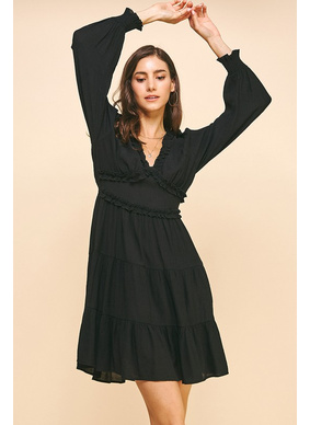 Isabel Ruffle Dress - Black