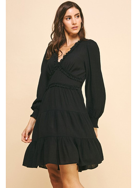 Isabel Ruffle Dress - Black