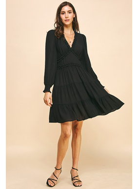Isabel Ruffle Dress - Black