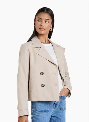 Stories Be Told Pathway Taupe Cropped Trench Jacket
