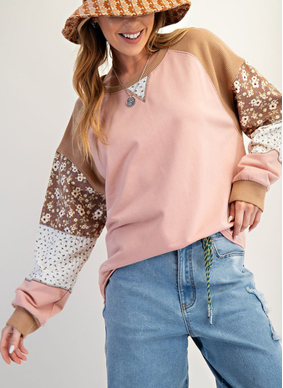 Patchwork Sleeve Pullover