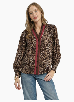 Emily Ruffle Trim Leopard Blouse
