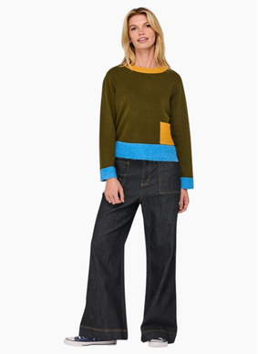 Boom Shankar Poet Jumper - Multi - Olive Multi