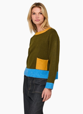 Boom Shankar Poet Jumper - Multi - Olive Multi
