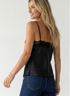 Ressi Classic Satin Lace Trim Cami