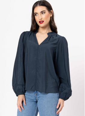 Seeking Lola Sylvie Top - Steel Navy