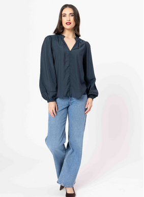 Seeking Lola Sylvie Top - Steel Navy