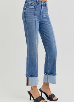 Dylan High Rise Straight Cuff Jean - Medium