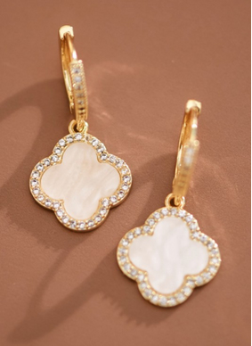 White Clover Drop Earrings