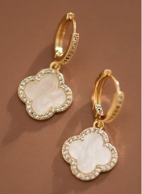White Clover Drop Earrings