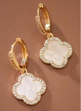 White Clover Drop Earrings