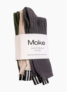 Moke Lily Wool Blend Socks - Cocoa Powder/Blush/Bonsai