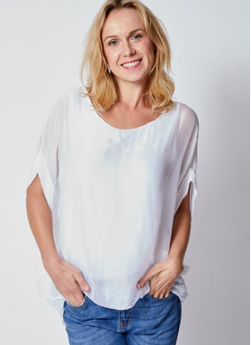 Olivia Italian Silk Top - White