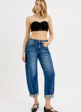 Stevie High Rise Crop Barrel Jeans
