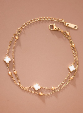 Claire Clover Chain Bracelet - White