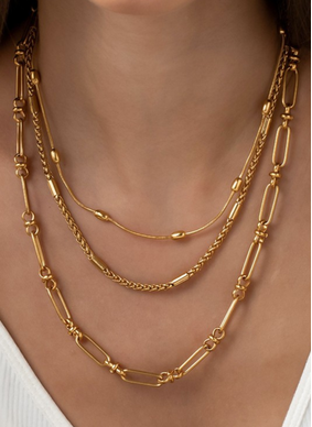 Triple Layered Chunky Chain Necklace