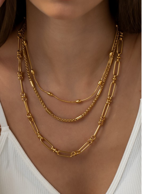 Triple Layered Chunky Chain Necklace