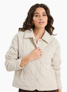 Among The Brave Absolute Putty Collared Quilted Puffer Jacket