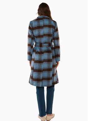 Betty Basics BRITNEY COAT-BLUE/CHOCOLATE CHECK
