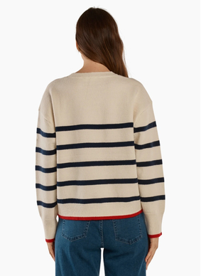 Betty Basics Leonie Knit Sweater - Navy/Off White Stripe