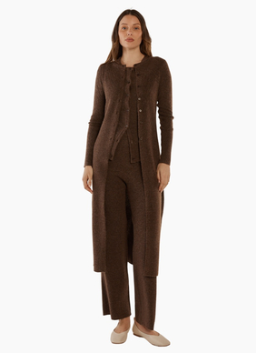 Betty Basics NASH KNIT LONG CARDIGAN-ESPRESSO