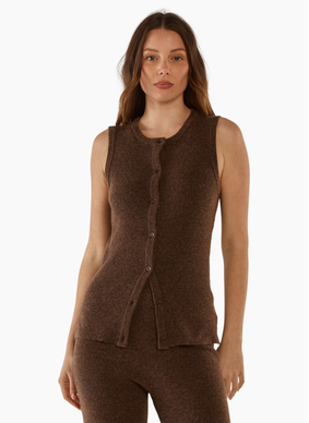 Betty Basics SHONA KNIT VEST-ESPRESSO