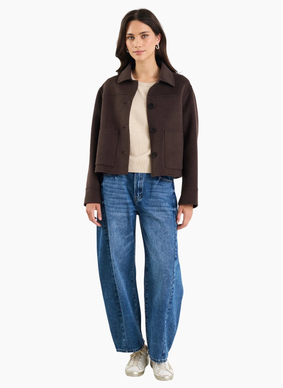 By Rosa Ranger Chocolate Marle Wool Blend Soft Jacket