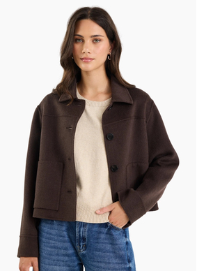 By Rosa Ranger Chocolate Marle Wool Blend Soft Jacket