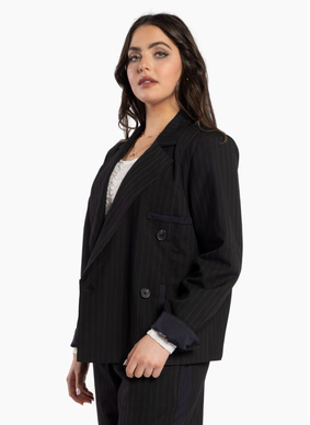 Drama the Label Espresso Blazer - Noir Stripe