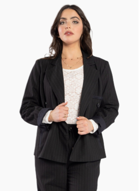 Drama the Label Espresso Blazer - Noir Stripe
