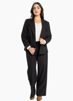 Drama the Label Espresso Blazer - Noir Stripe
