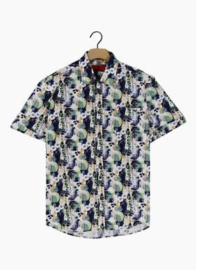 R.F Scott  Fields Short Sleeve Shirt Cobalt