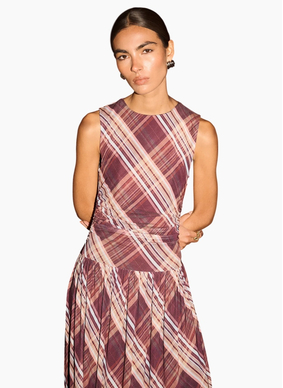 Staple the Label Arles Drop Waist Mesh Dress - Check