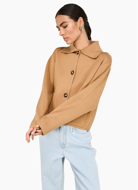 Staple the Label Aura Knit Barn Jacket - Caramel