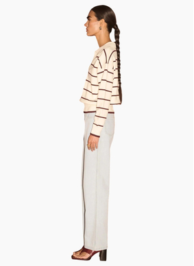 Staple the Label Elara Polo Jumper - Cream/Chocolate