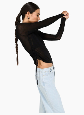 Staple the Label Leni Drawstring Sheer Knit - Black