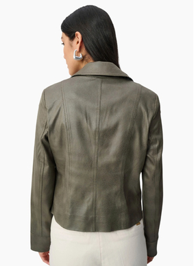 Joseph Ribkoff Foiled Faux Suede-Avocado