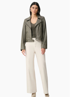 Joseph Ribkoff Foiled Faux Suede-Avocado