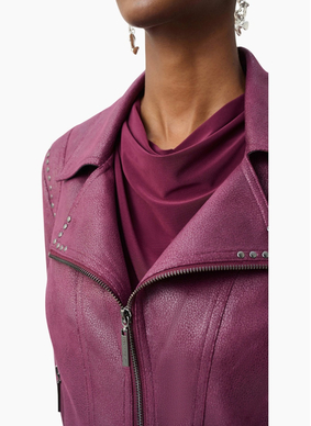 Joseph Ribkoff Foiled Faux Suede-Elderberry