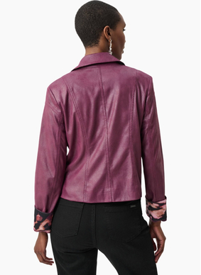 Joseph Ribkoff Foiled Faux Suede-Elderberry