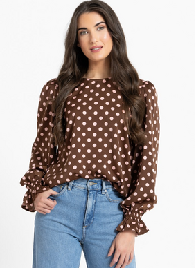 Seeking Lola Harper Top - Pink Polka