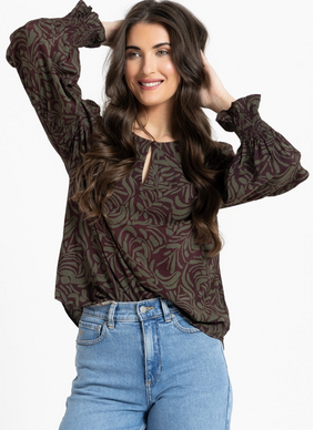 Seeking Lola Vienna Blouse - Olive Grove